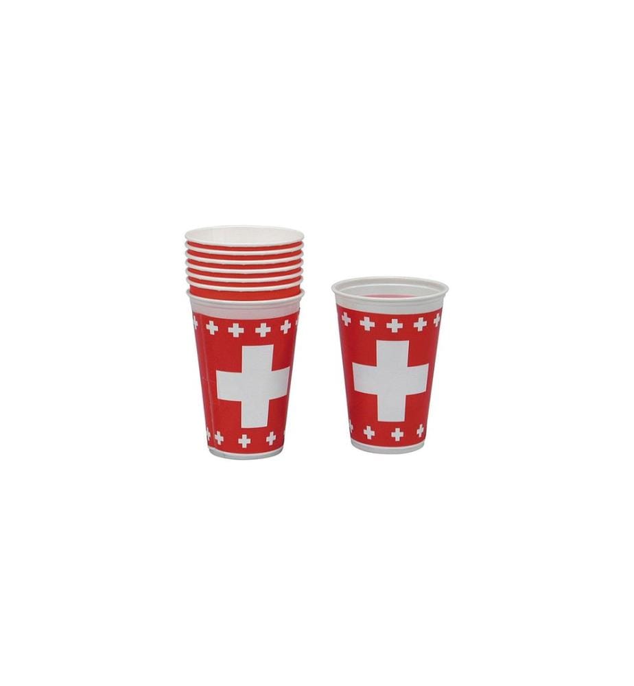 HAUSHALTSWARE - Gobelets jetables Croix suisse 250 ml 8 Pièce/s, Rouge/Blanc
