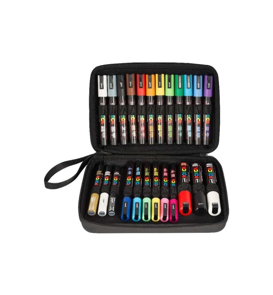 UNI - Marqueur indélébile UNI - POSCA Etui de 24 pièces assorties