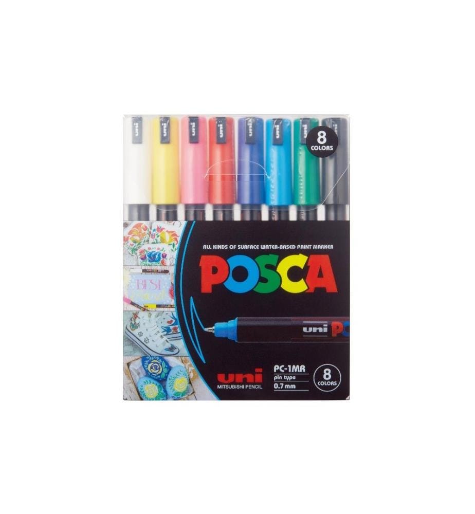 UNI - Marqueur indélébile POSCA 0,7 mm, 8 pièces
