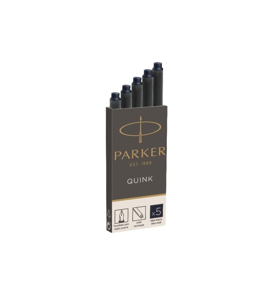 PARKER - Cartouche Quink Z 44 Noir-Bleu, 5 pièces