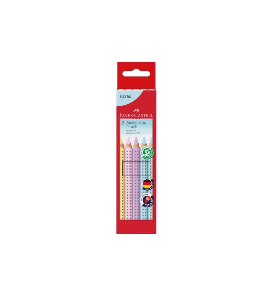 Crayons de couleur Jumbo Grip Pastel multicolores Faber-Castell, set de 5