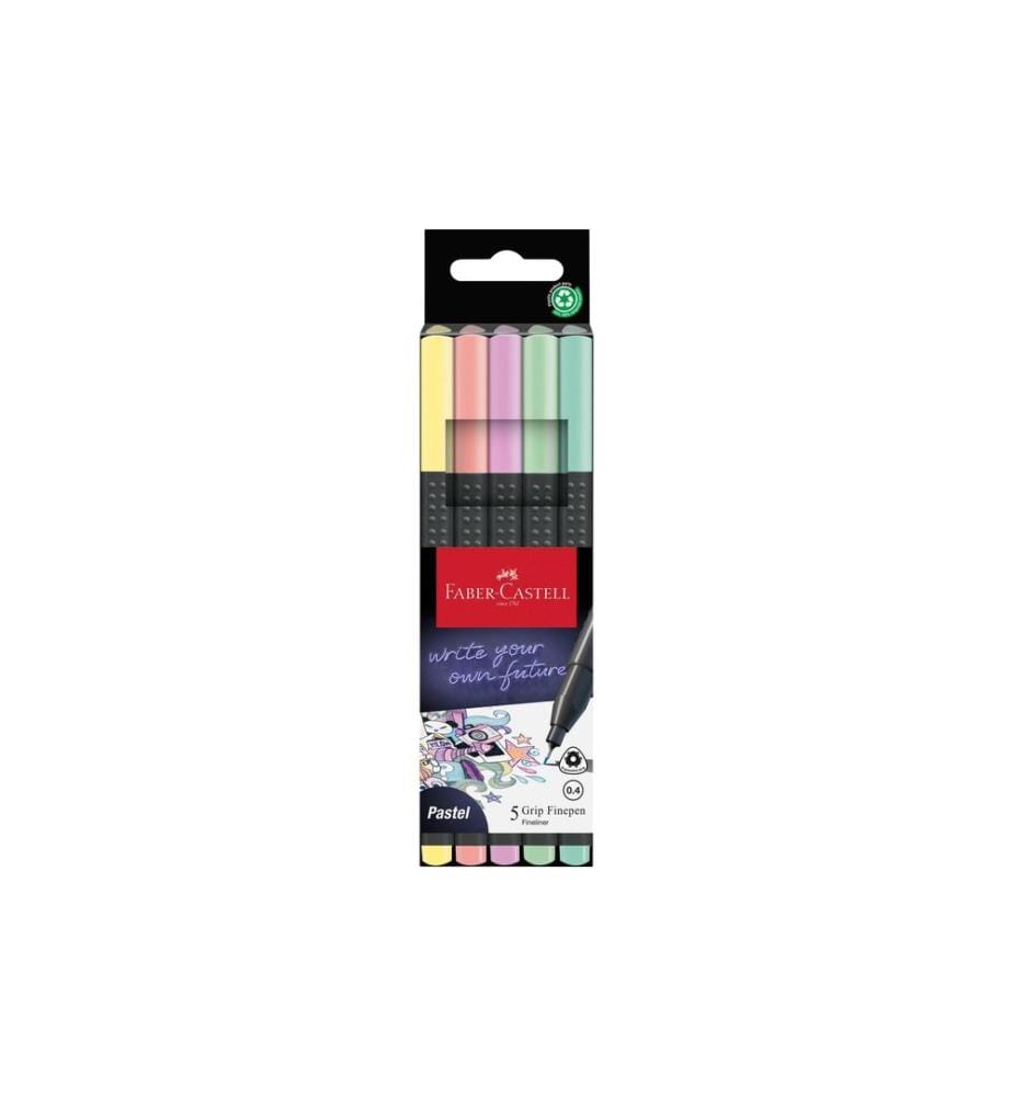 Faber-Castell Set de feutres Grip Pastell 0.4 mm, 5 pièces