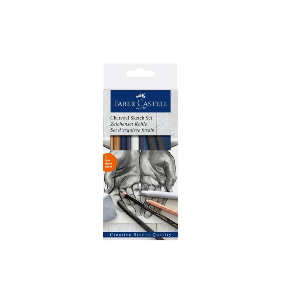 Faber-Castell Fusain Charcoal lot de 7 pièces
