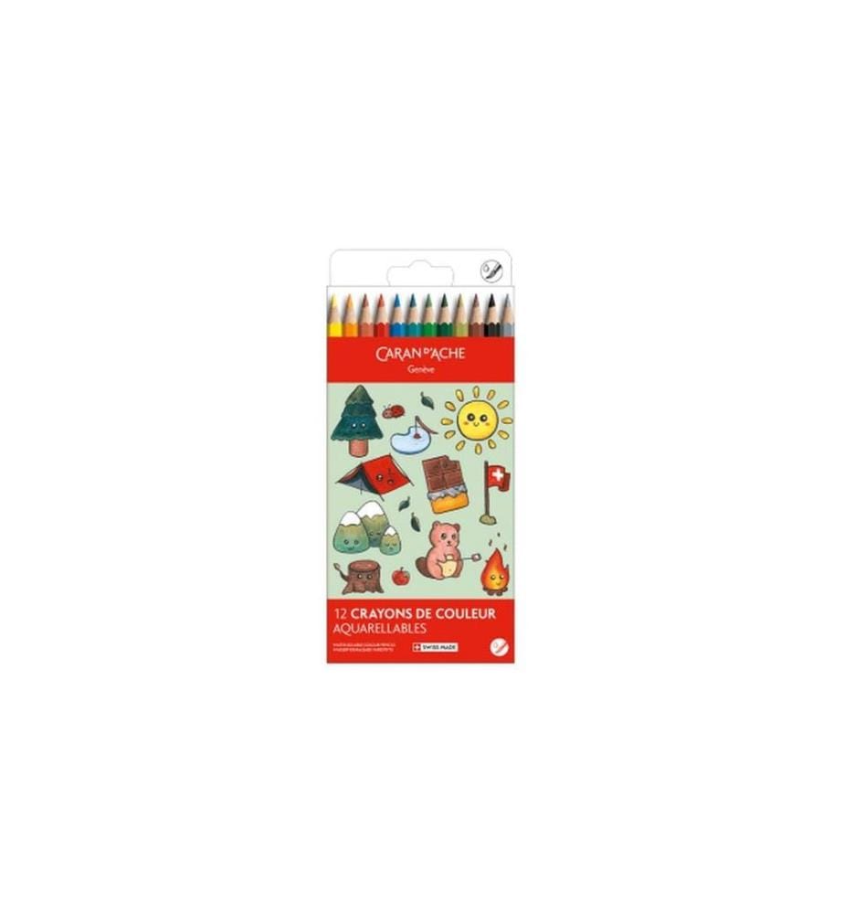 Caran d'Ache Feutres de coloriage Montagne suisse Kawaii avec 12 couleurs