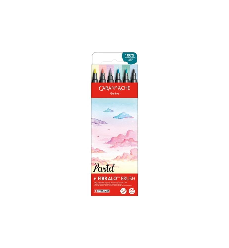 Caran d'Ache Crayon feutre Set Fibralo Brush Pastel avec 6 couleurs