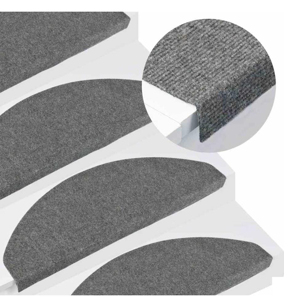 Tapis d'escalier autocollants 15 pcs 65x22,5x3,5 cm Gris