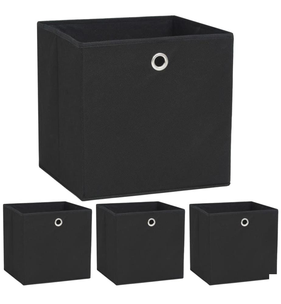 Boîte de rangement 4 pcs Tissu non-tissé 32x32x32 cm Noir