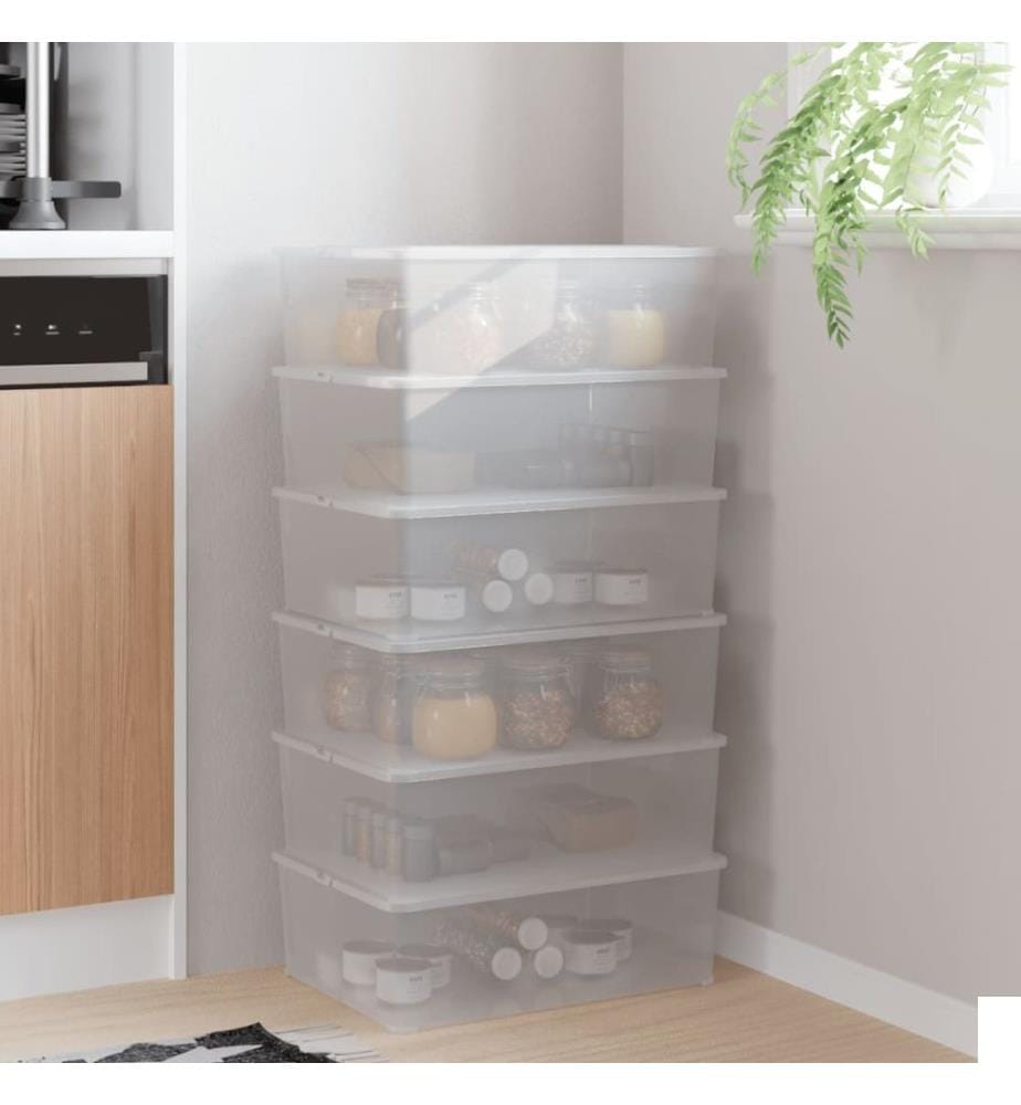 Boîtes de rangement en plastique 6 pcs 10 L empilables