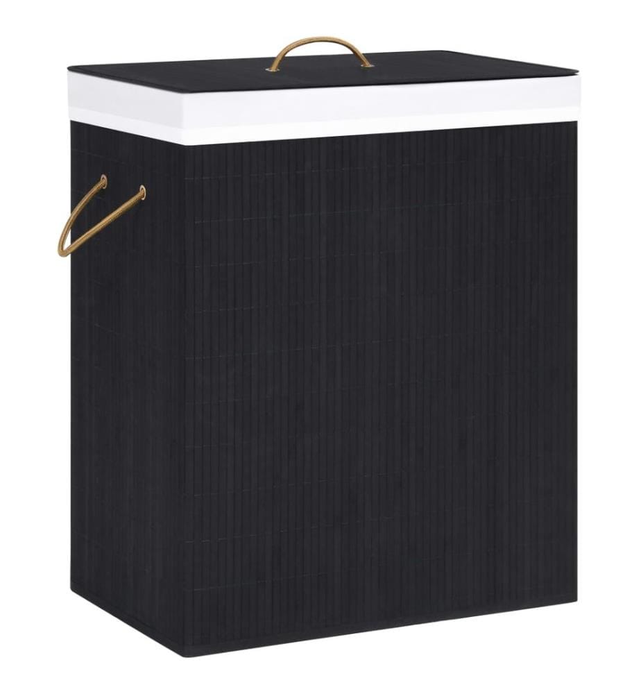 Panier à linge avec une seule section bambou noir 83 L