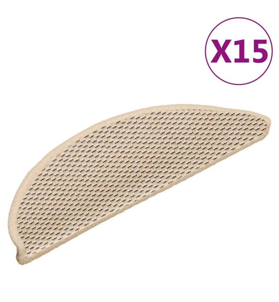 Tapis d'escalier autocollants aspect sisal 15 pcs 56x17x3 cm