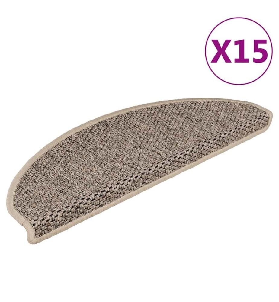 Tapis d'escalier autocollants 15 pcs 65x21x4 cm Beige foncé