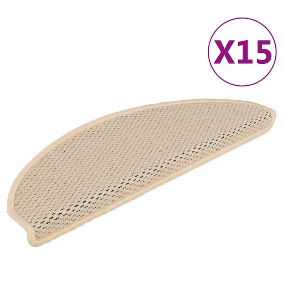 Tapis d'escalier autocollants aspect sisal 15 pcs 65x21x4 cm