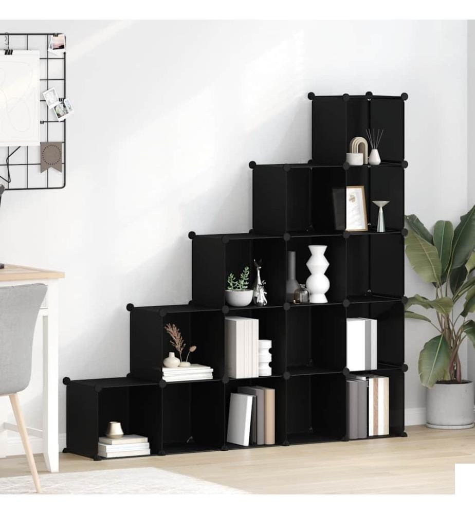 Cubes de rangement 15 pcs Noir PP