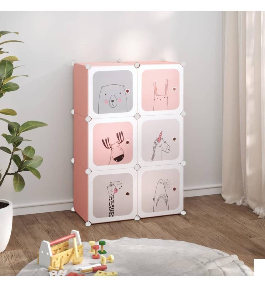 Armoire de rangement pour enfants avec 6 cubes Rose PP