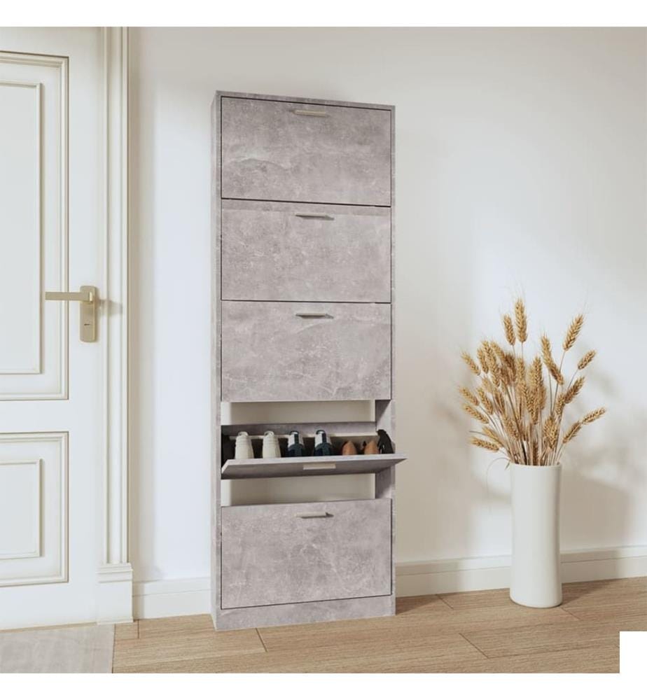 Armoire à chaussures Gris béton 59x17x169 cm Bois d'ingénierie
