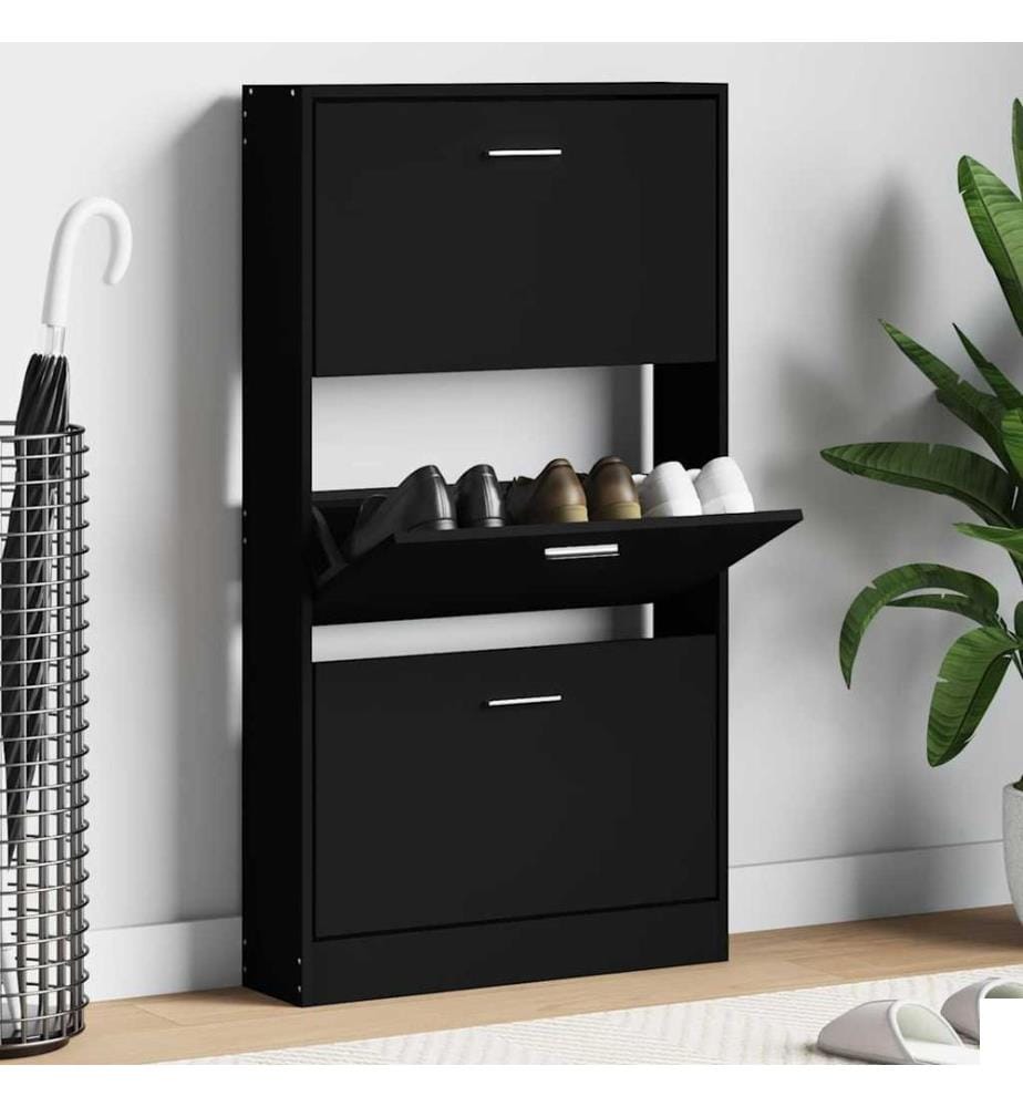 Armoire à chaussures Noir 59x17x108 cm Bois d'ingénierie