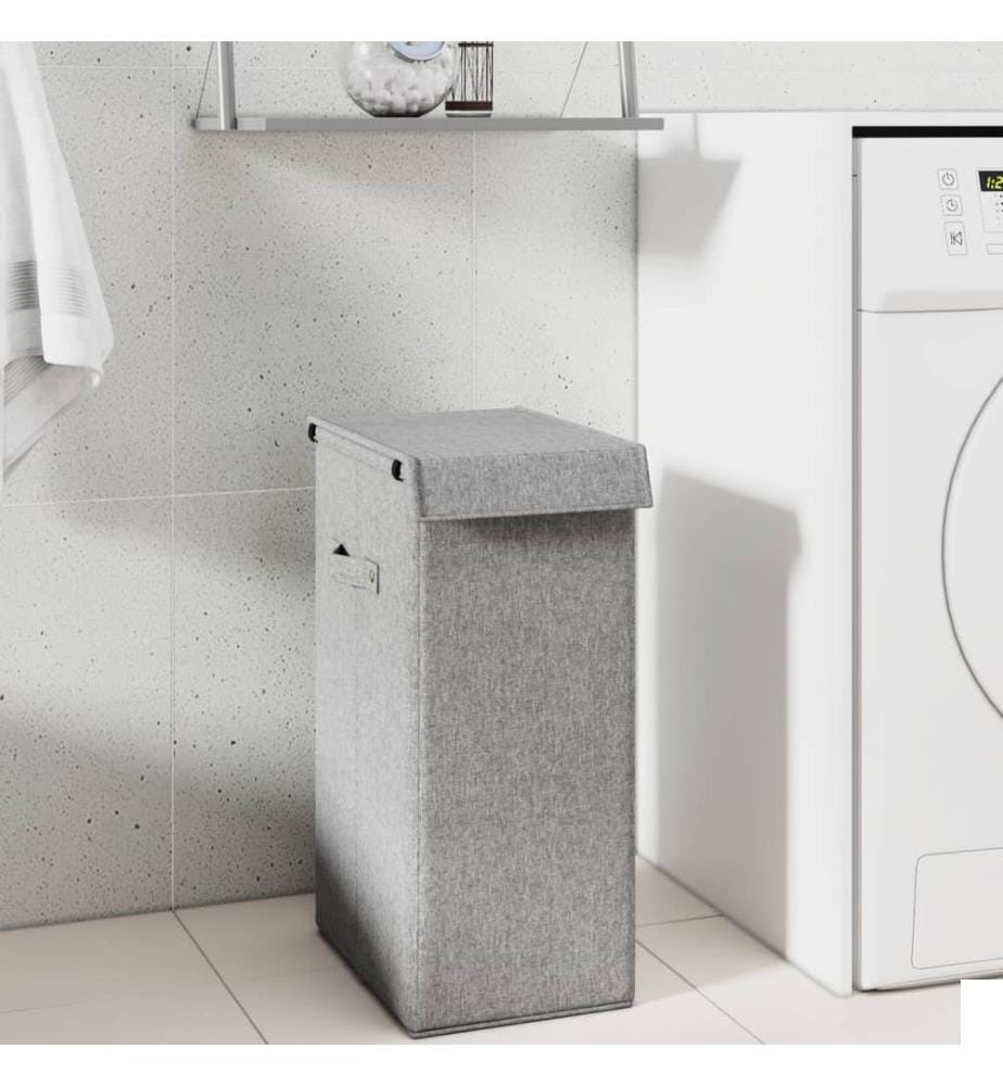 Panier à linge pliable Gris 26x34,5x59,5 cm Tissu en faux lin