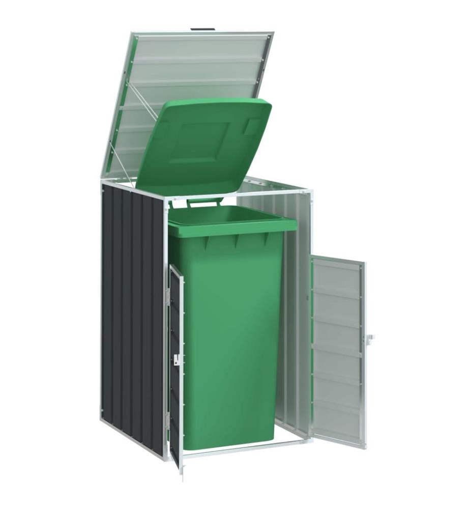 Rangement à roulettes pour poubelles pour bac unique acier