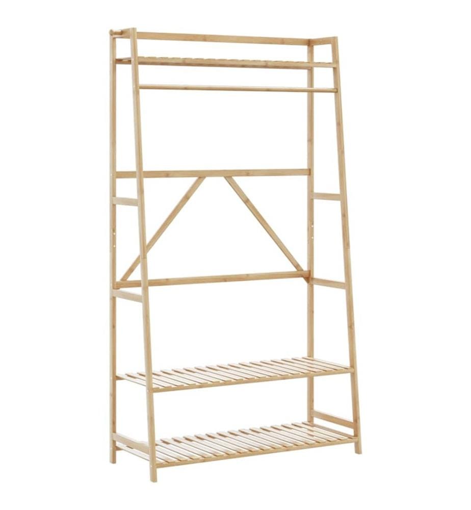 Porte-vêtement avec étagères 110x40x180 cm bambou