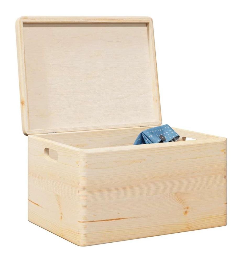 Boîte en bois avec couvercle et poignées bois de pin massif