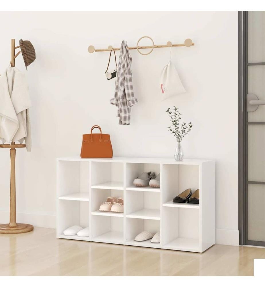 Banc à chaussures Blanc 103x30x55 cm Bois dingénierie