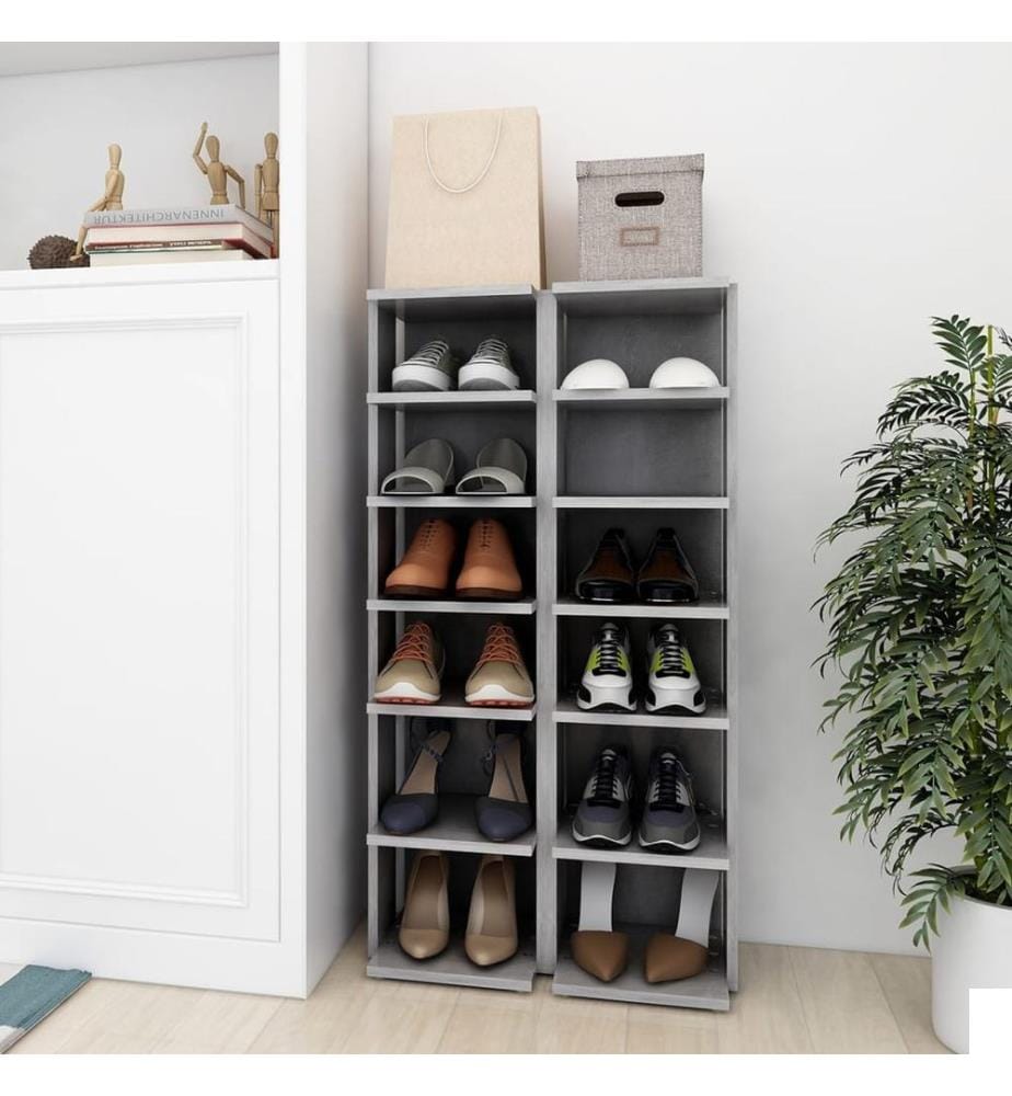 Armoires à chaussures 2 pcs Gris béton 27,5x27x102 cm