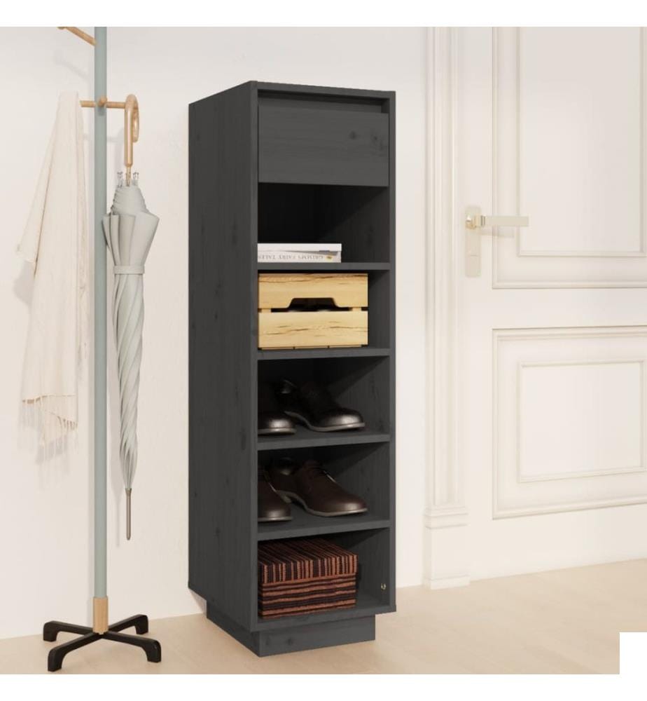 Armoire à chaussures gris 30x34x105 cm bois de pin massif