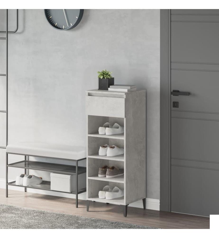 Étagère à chaussures Gris béton 40x36x105 cm Bois d'ingénierie
