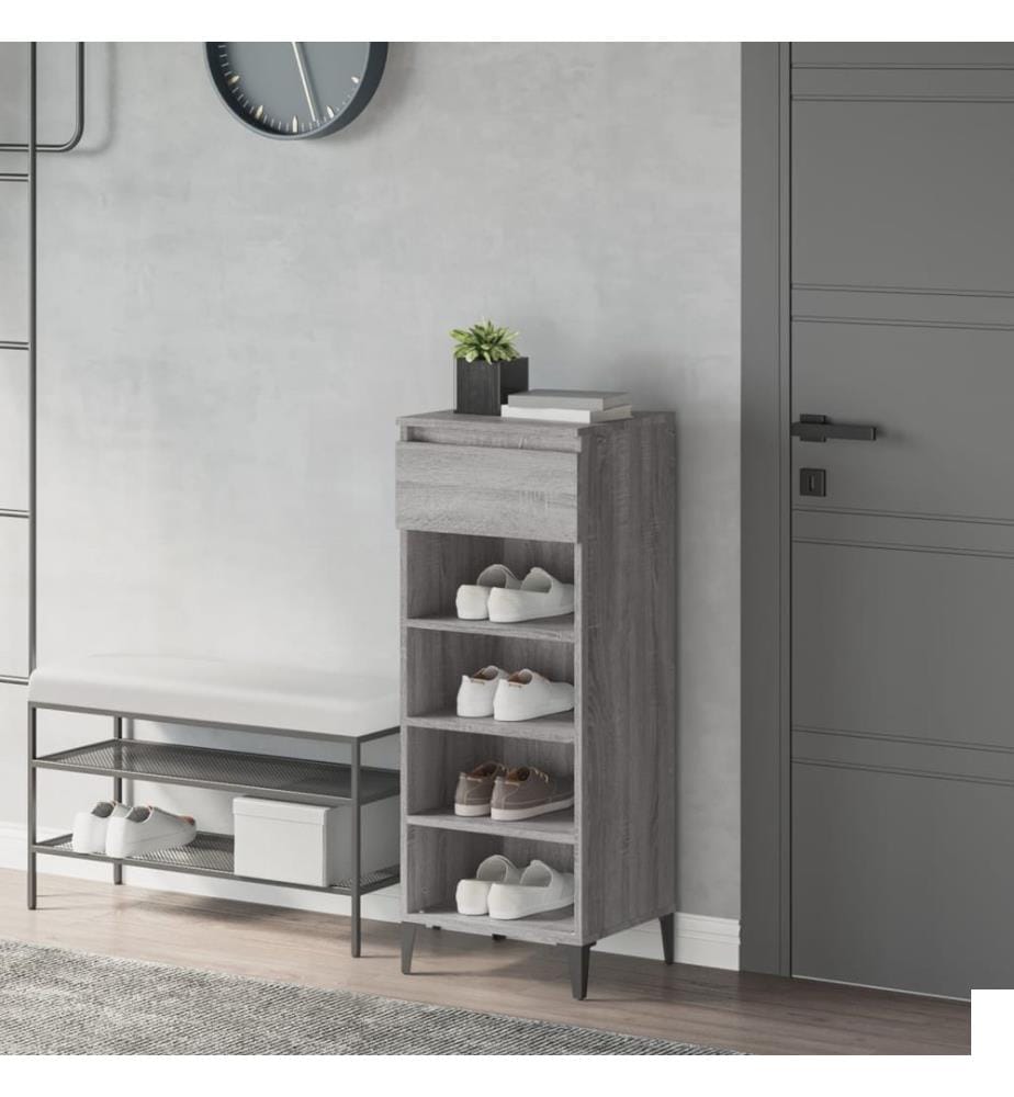 Étagère à chaussures Sonoma gris 40x36x105 cm Bois ingénierie
