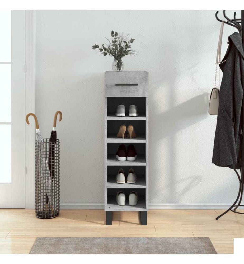 Armoire à chaussures gris béton 30x35x105 cm bois d'ingénierie