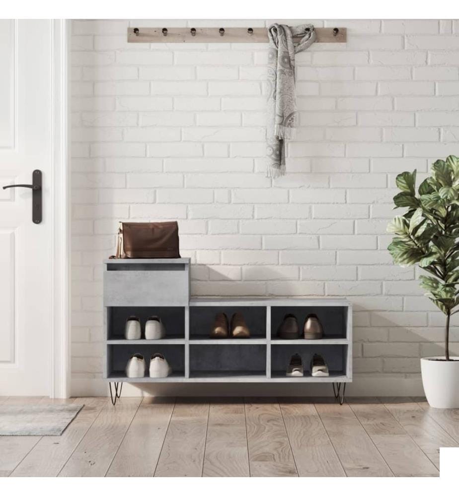 Armoire à chaussures Gris béton 102x36x60 cm Bois d'ingénierie