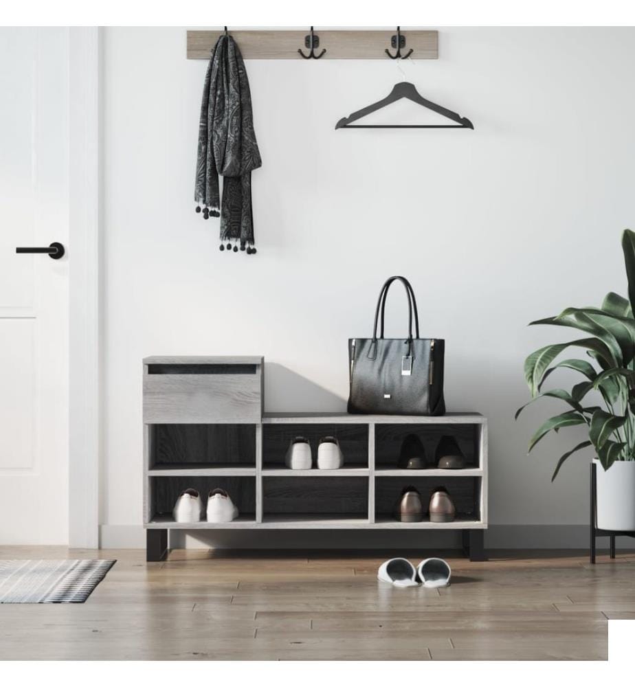Armoire à chaussures Sonoma gris 102x36x60 cm Bois d'ingénierie