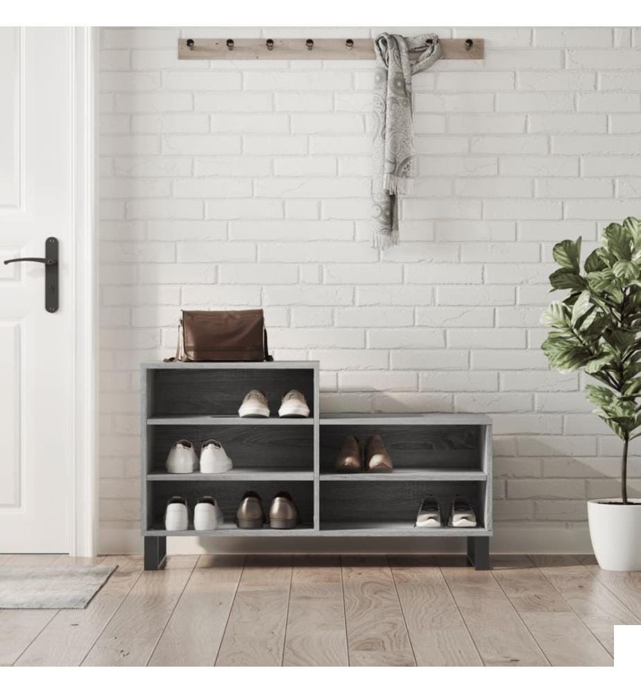 Armoire à chaussures Sonoma gris 102x36x60 cm Bois d'ingénierie