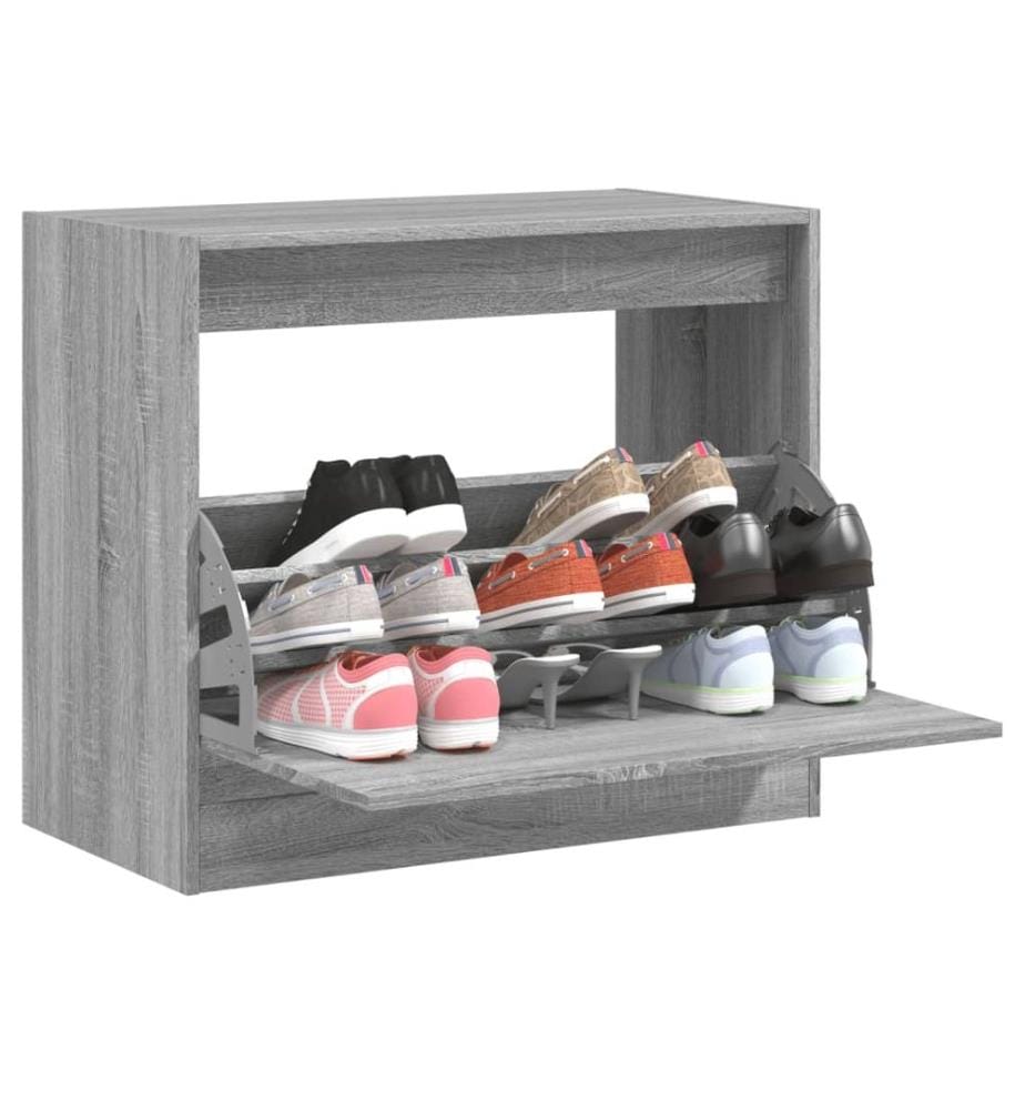 Armoire à chaussures sonoma gris 80x42x69 cm bois d'ingénierie