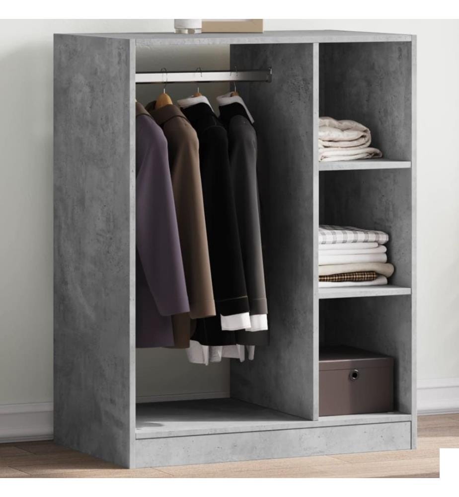 Garde-robe gris béton 77x48x102 cm bois d'ingénierie
