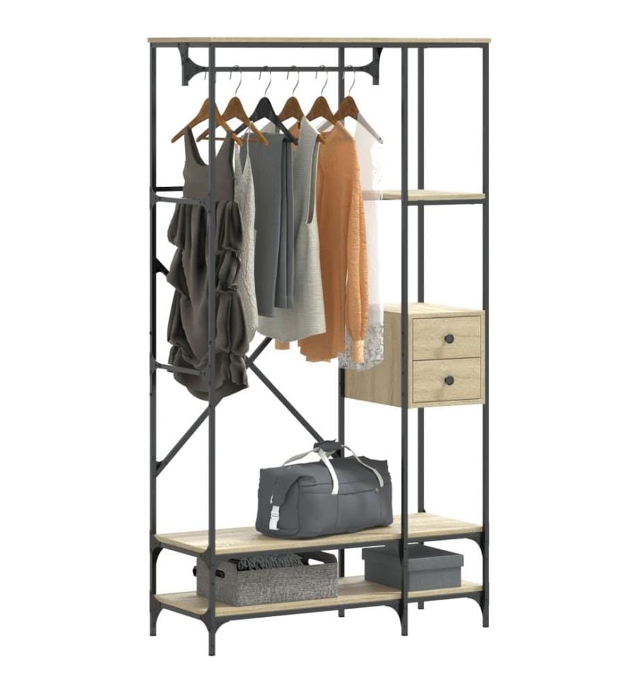 Porte-vêtements avec étagères chêne sonoma bois d'ingénierie