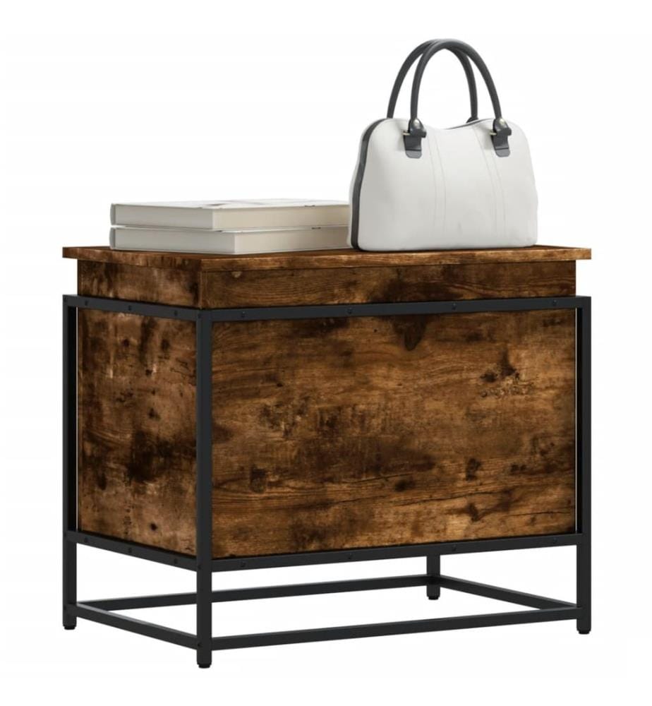 Boîte de rangement avec couvercle chêne fumé bois d'ingénierie