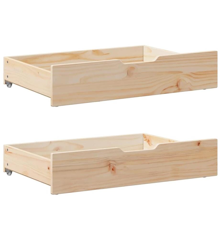 Tiroirs sous le lit avec roulettes 2 pcs 80x55x17 cm pin massif