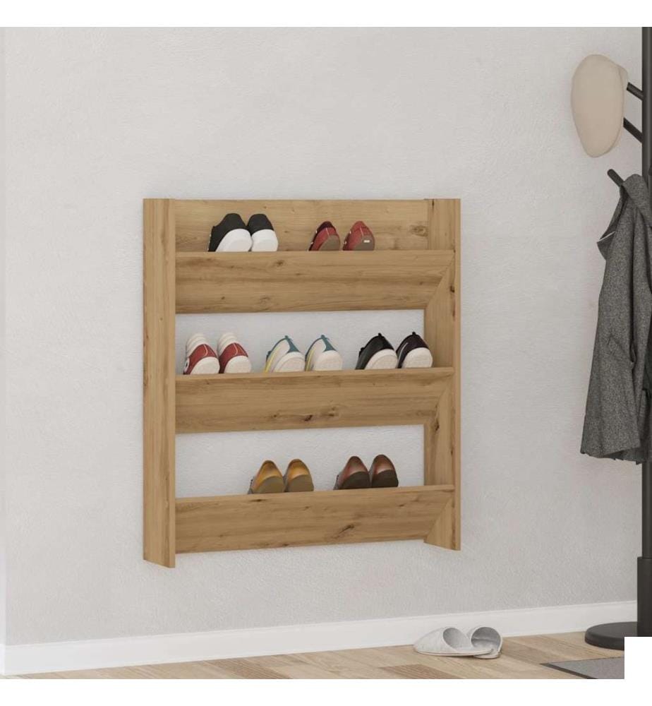 Armoire à chaussures murale chêne artisanal bois d'ingénierie