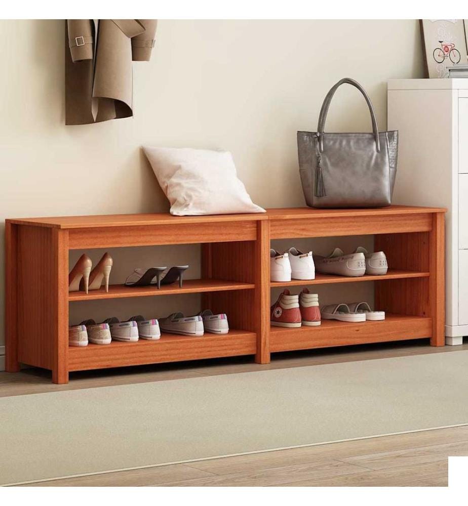 Banc à chaussures avec étagère Cire marron 160 x 36,5 x 50 cm
