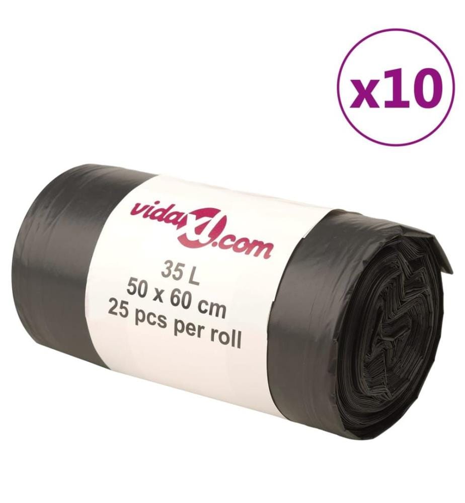 Sacs poubelles 250 pcs noir 35 L