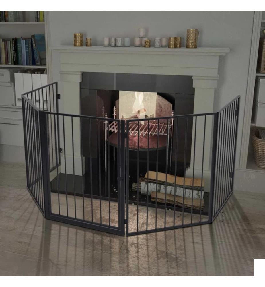 Clôture de cheminée pour animaux de compagnie Acier Noir