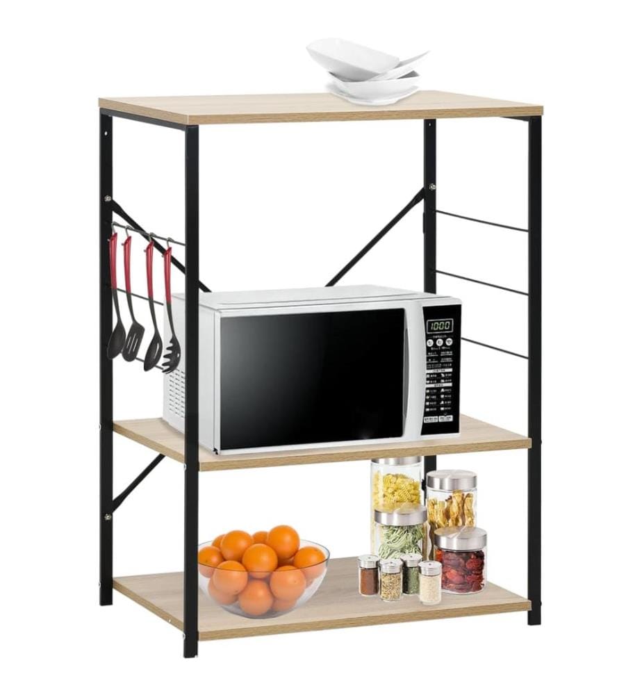 Armoire à micro-ondes noir et chêne 60x39,6x79,5 cm