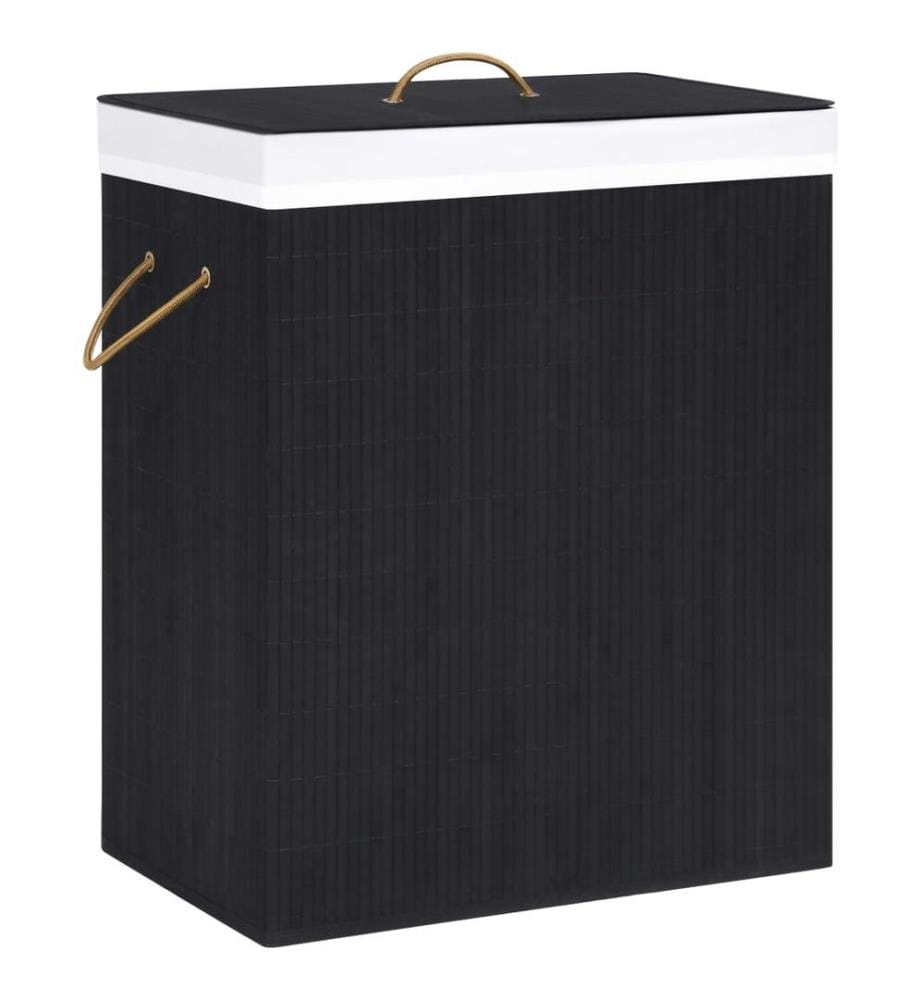Panier à linge avec une seule section bambou noir 83 L