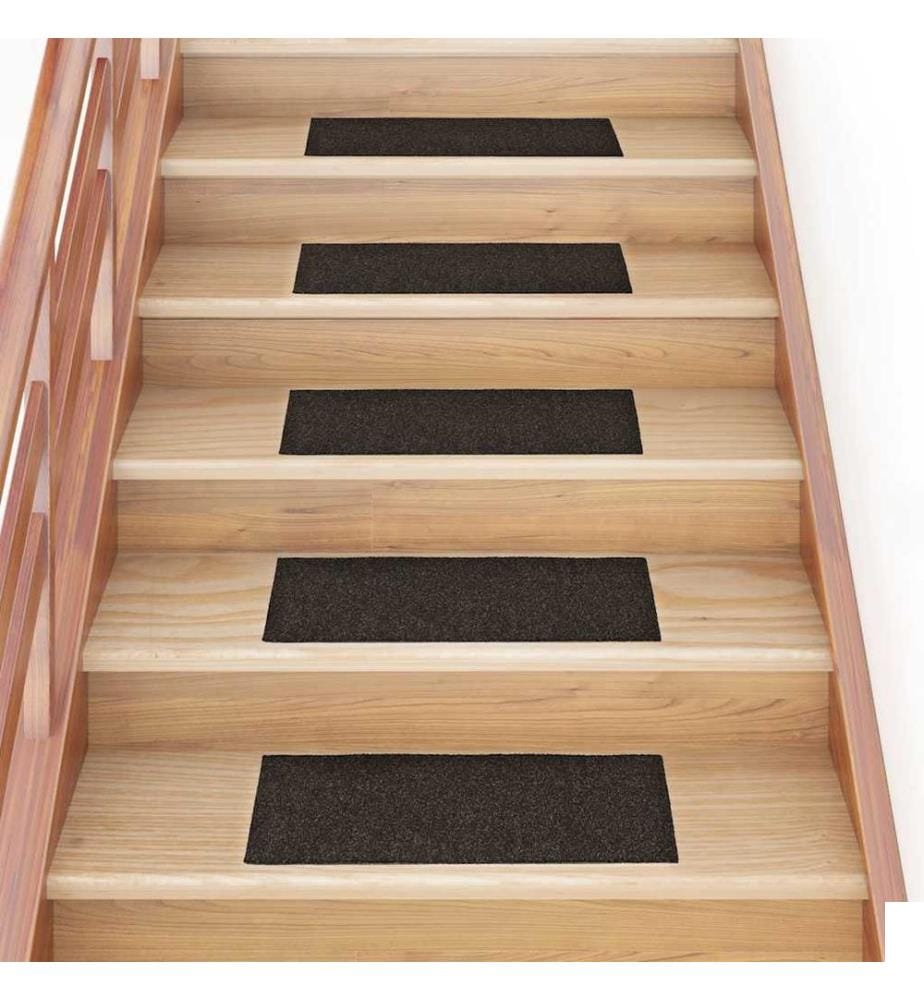 Tapis d'escalier autocollants 15 pièces 60 x 25 cm Marron foncé Rectangulaire