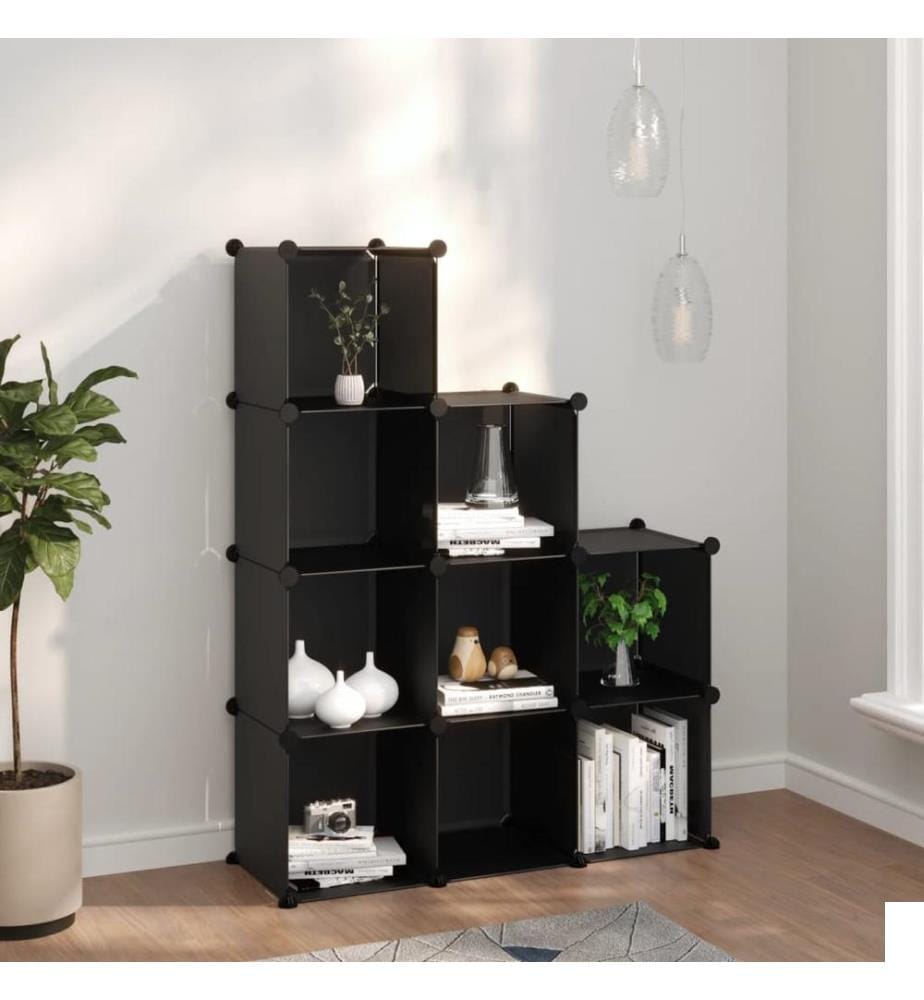 Cubes de rangement 9 pcs Noir PP
