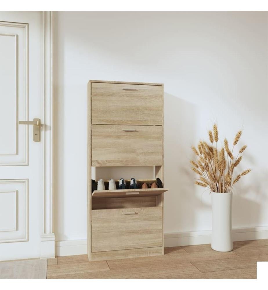 Armoire à chaussures Chêne 59x17x150 cm Bois d'ingénierie