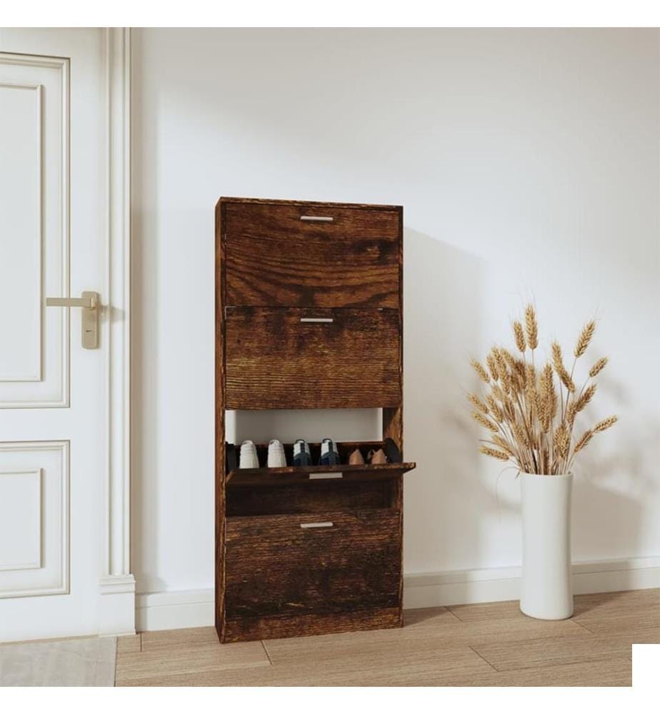 Armoire à chaussures Chêne fumé 59x17x150 cm Bois d'ingénierie