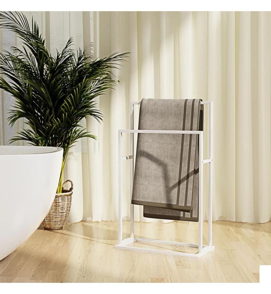 Porte-serviettes sur pied Blanc 48x24x78,5 cm Fer