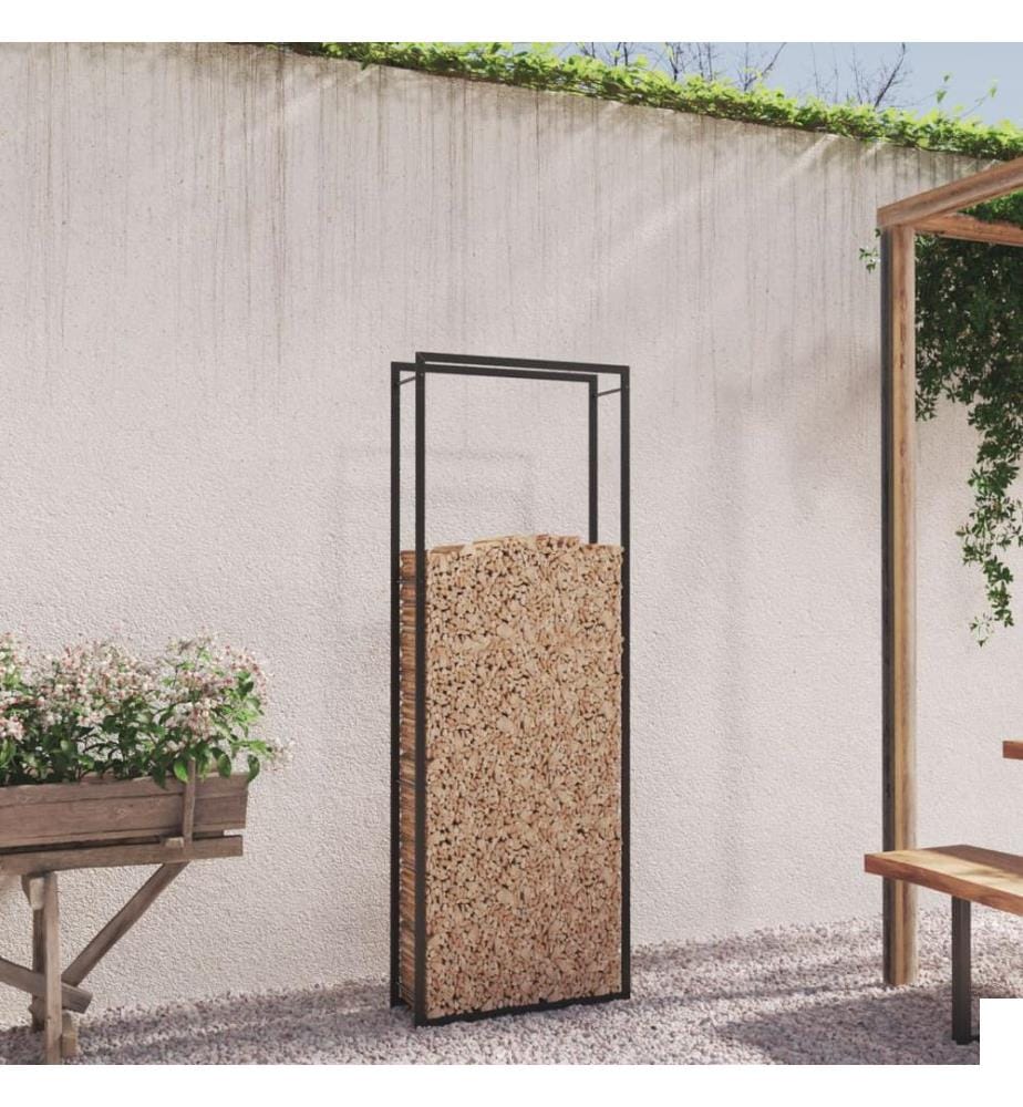 Étagère à bois de chauffage Noir mat 80 x 28 x 222 cm Acier
